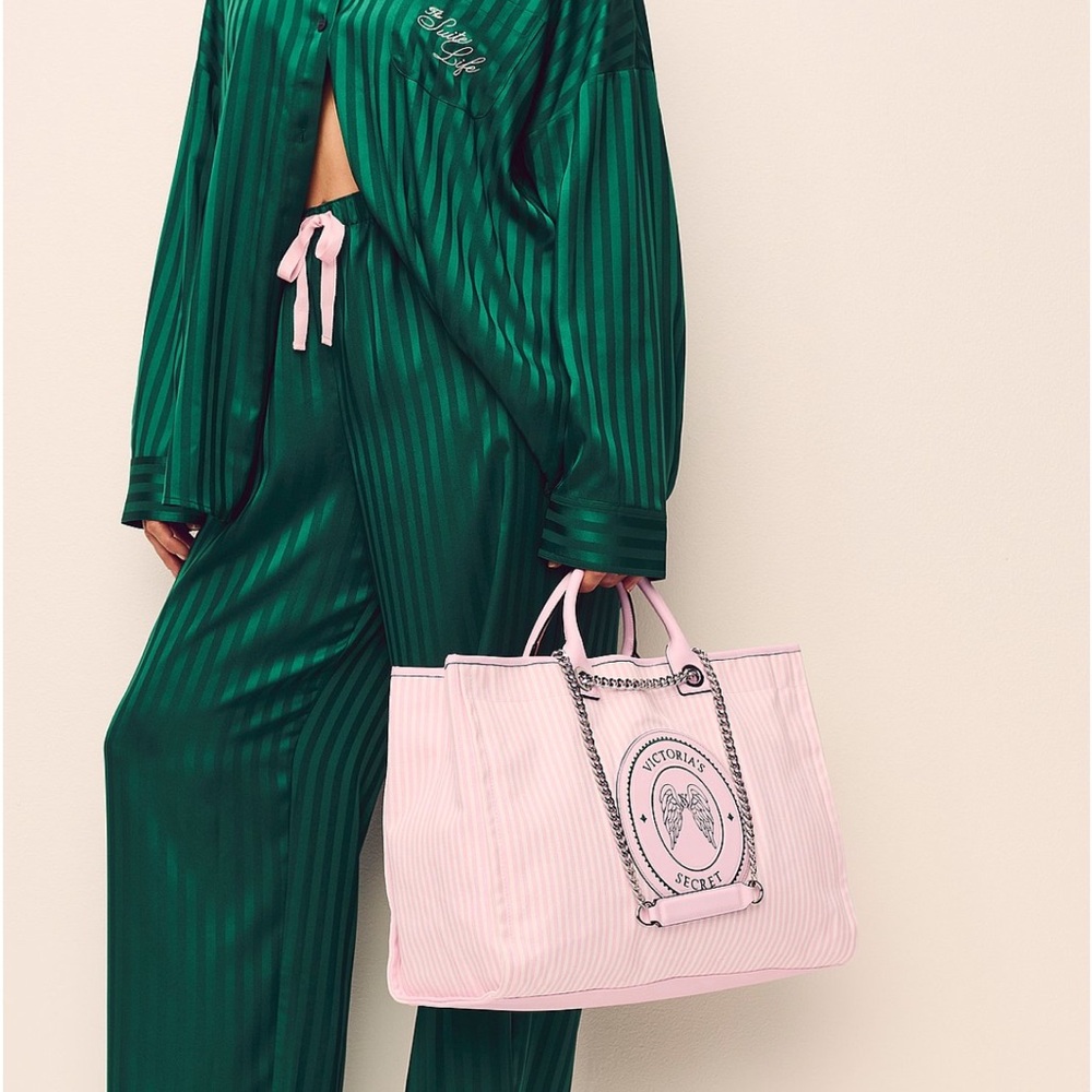 Victoria's Secret Pink Corduroy Tote with Chain Strap